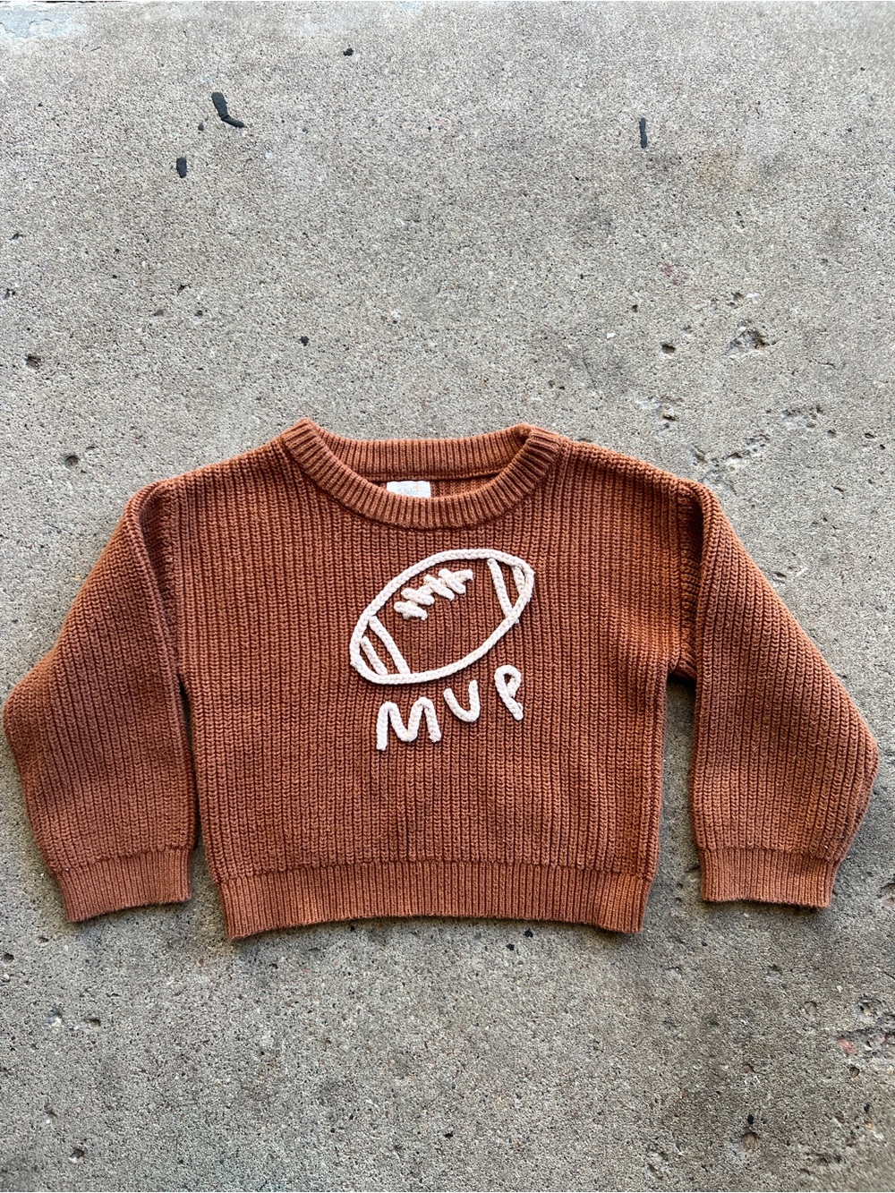 Tullabee toddler chunky knit mvp football sweater 5T